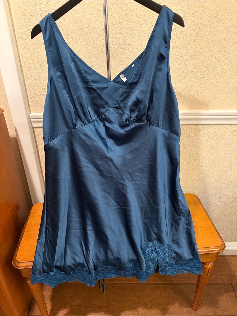 Princess Polly Curve   Athenia teal Satin Mini Dress with Lace Trim